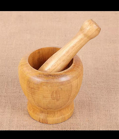 Bamboo Mortar and Pestle Set with 500ml Capacity – Natural Finish- Furaha Finds Kenya