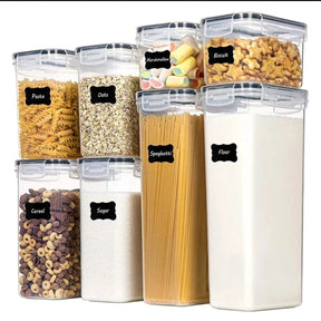 8pcs Food and Cereal Pantry Storage Containers – Airtight Kitchen Organizers with Labels and Pen Food Storage Containers