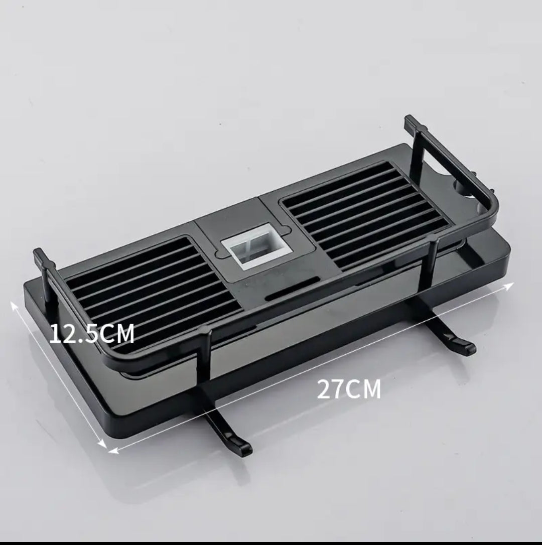 Rotating Hook Shower Storage Rack Single Tier Tray Stand, No Drilling, Easy Installation