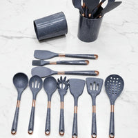 11pcs Kitchen Silicone Spoon Set with Wooden Handles Kitchen accessories Kitchen Utensil Sets