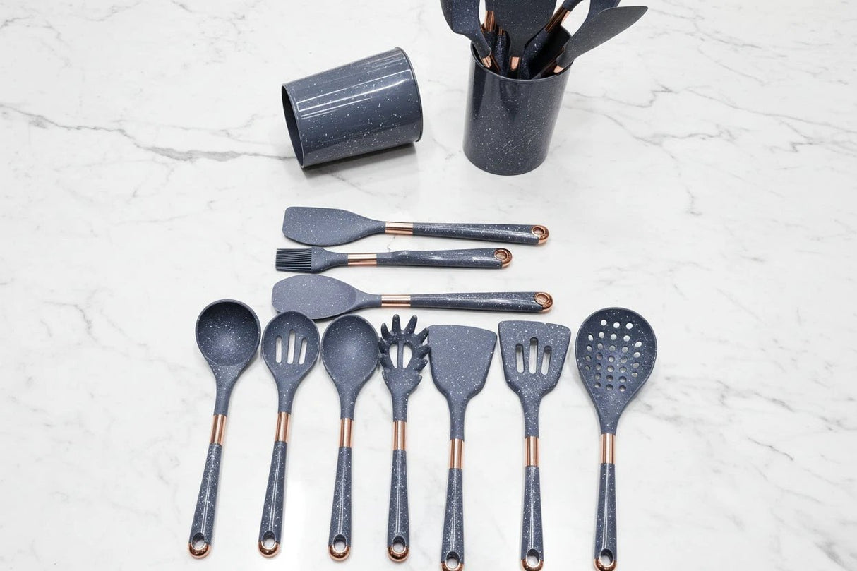 11pcs Kitchen Silicone Spoon Set with Wooden Handles Kitchen accessories Kitchen Utensil Sets
