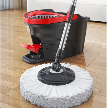 Black Spin Mop Bucket with Foot Pedal Hands-Free Cleaning System- Furaha Finds Kenya