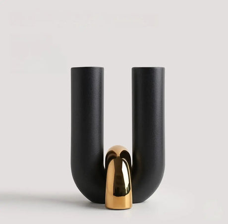 Noir Curve Ceramic Vase Decorative Accent Vases