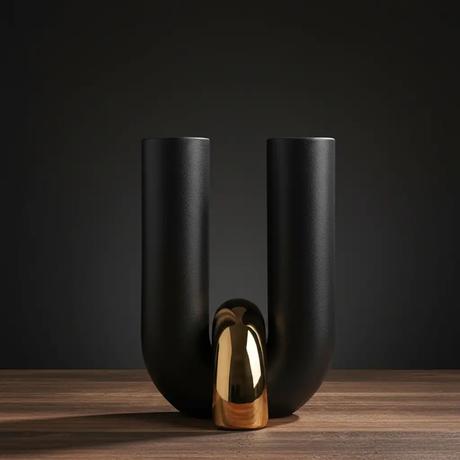 Noir Curve Ceramic Vase Decorative Accent Vases