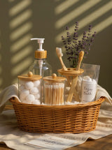 4pcs Bamboo Bathroom Accessories Set with Soap Dispenser and Toothbrush Holder