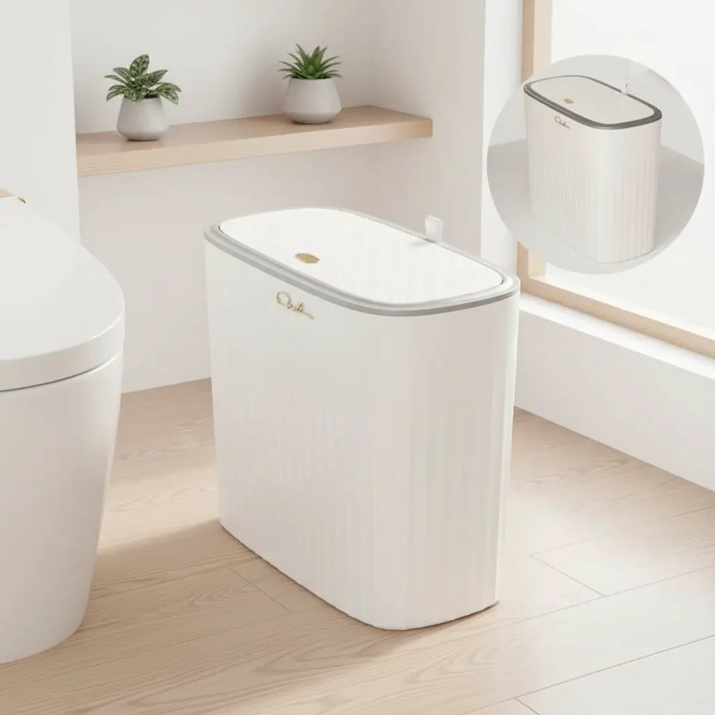 12L Bathroom Sanitary Dustbin With Lid For Homes Home & Garden Wastebaskets