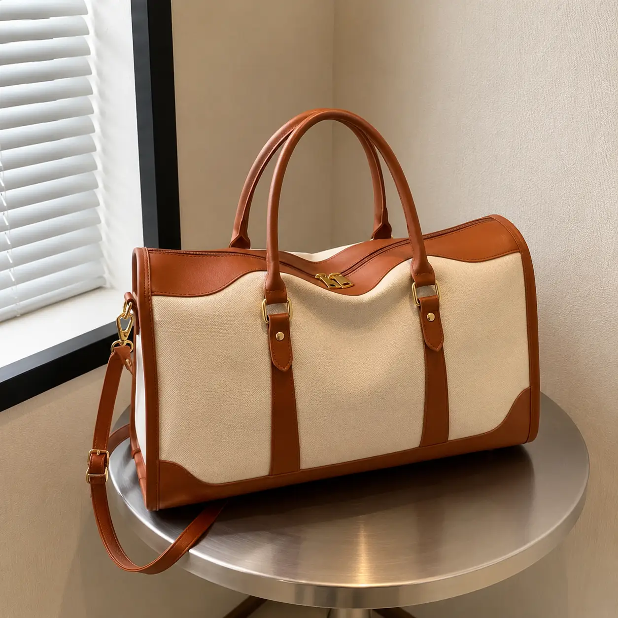 Waterproof Travel Duffle Bag Vintage PU Leather For Weekend Hand Bag Duffel Bags