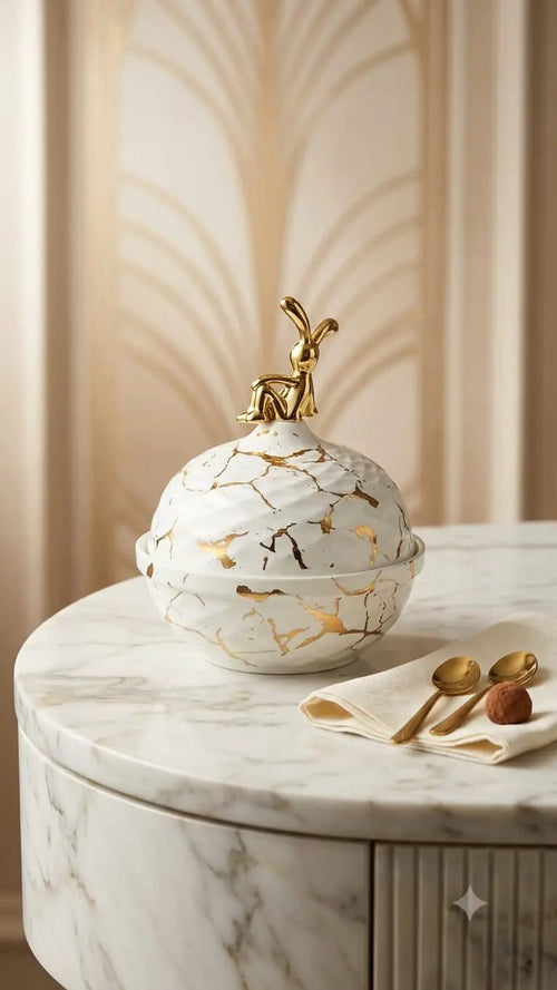 Marble Ceramic Round Butter Container Butter dish Butter Dishes