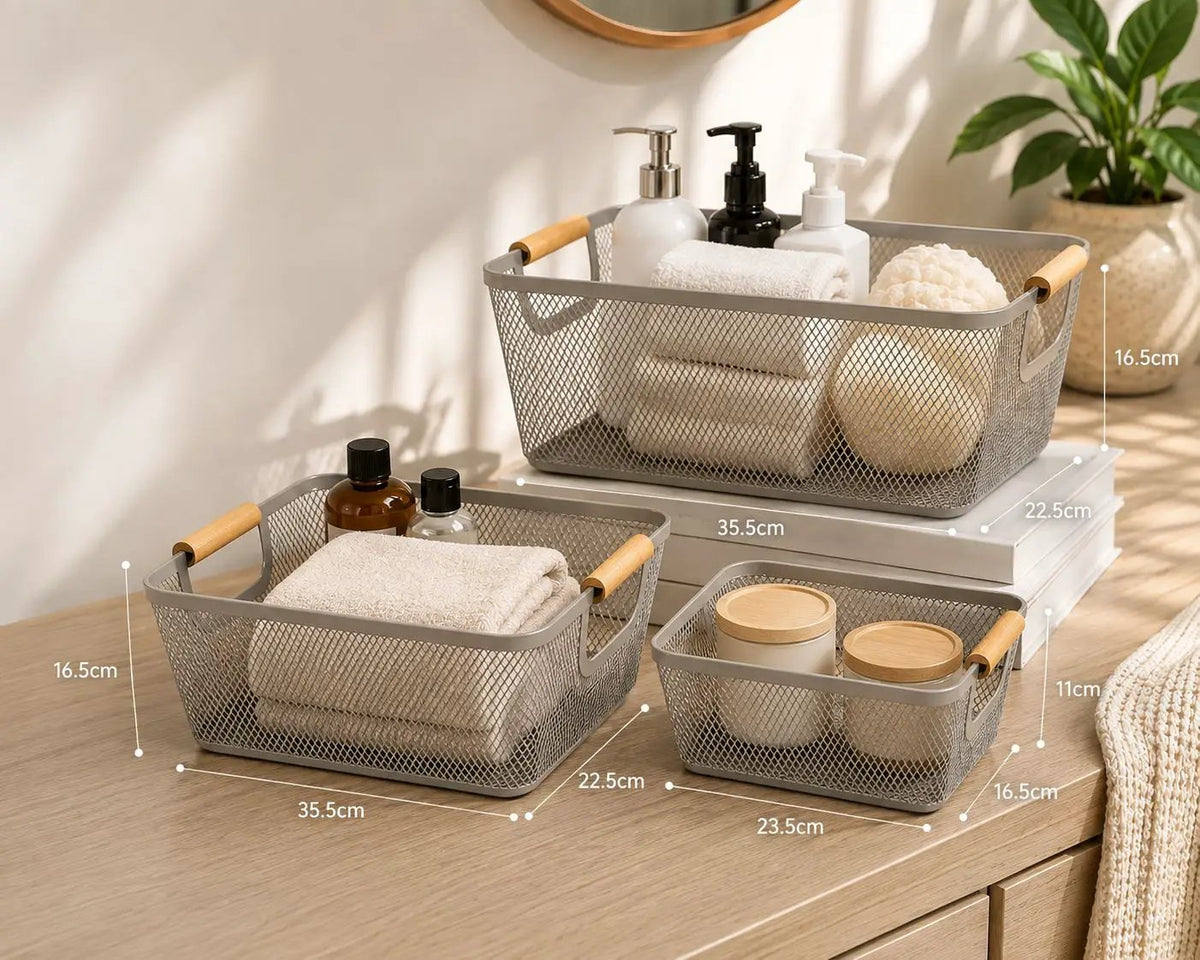 3PCS Mesh Storage Basket Set Storage basket Household Storage Baskets
