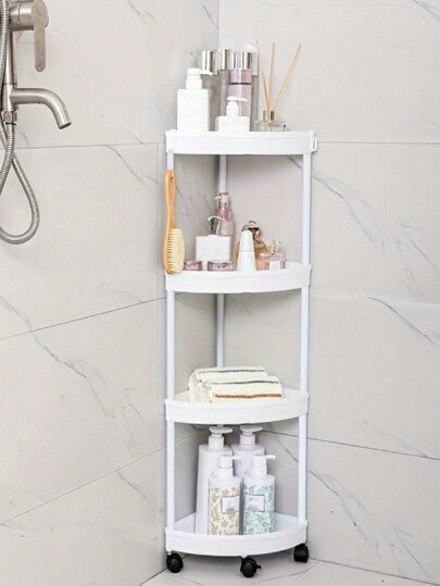 Detachable 4 Layer Corner Storage Trolley Rack 88cm High in White