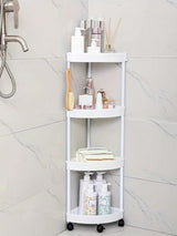 Detachable 4 Layer Corner Storage Trolley Rack 88cm High in White