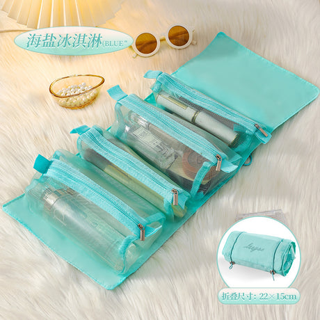 4-in-1 Cosmetic Bag Set with Zipper Closure – Detachable Nylon Mesh Makeup Organizer
