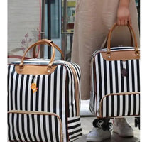 Quality Striped Wheeled Travel Bag High Capacity Waterproof Design Suitcases