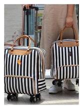 Quality Striped Wheeled Travel Bag High Capacity Waterproof Design Suitcases