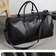 Retro PU Leather Short Trip Travel Bag – Large Capacity Waterproof Bag with Shoe Compartment