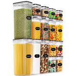 16pcs Food and Pantry Storage Containers Set with Stickers, Pen, and Measuring Cups