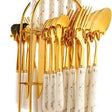 24 Pieces Marble Gold Cutlery Set Luxury Stainless Steel Flatware Kitchen ware Flatware Sets