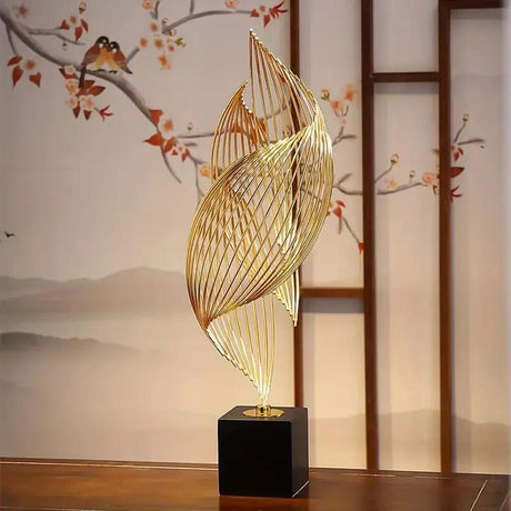 Large Gold Metal Flame Sculpture Sculpture Sculptures & Statues