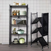 Foldable Black Carbon Steel Kitchen Rack Kitchen Rack Kitchen Utensil Racks