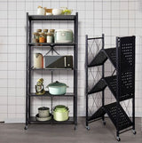 Foldable Black Carbon Steel Kitchen Rack