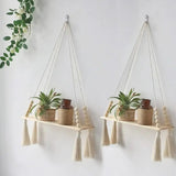 Macrame Hanging Wall Shelf Floating shelf Shelving