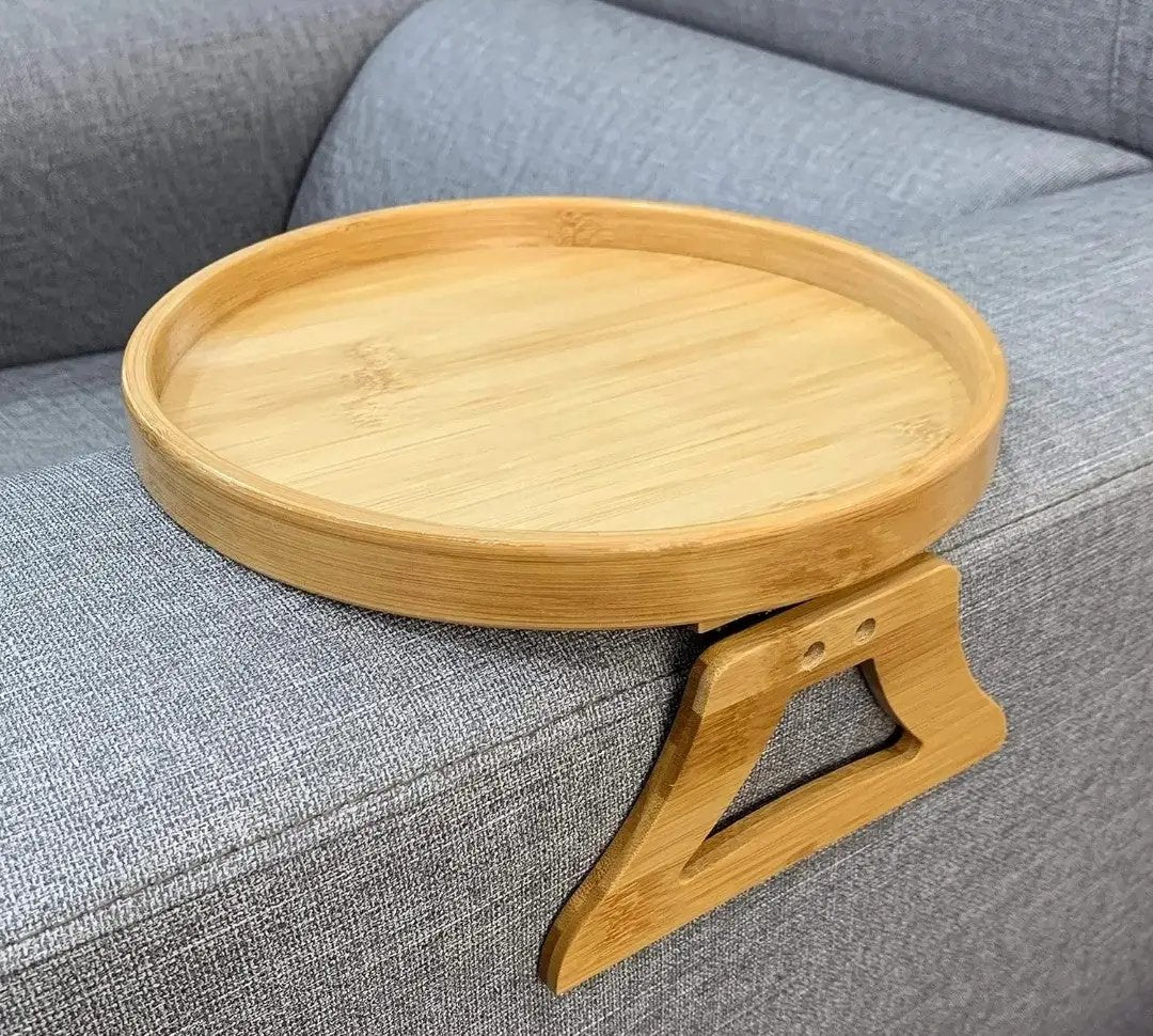 Round Bamboo Sofa Armrest Tray Armrest tray Sofa Accessories