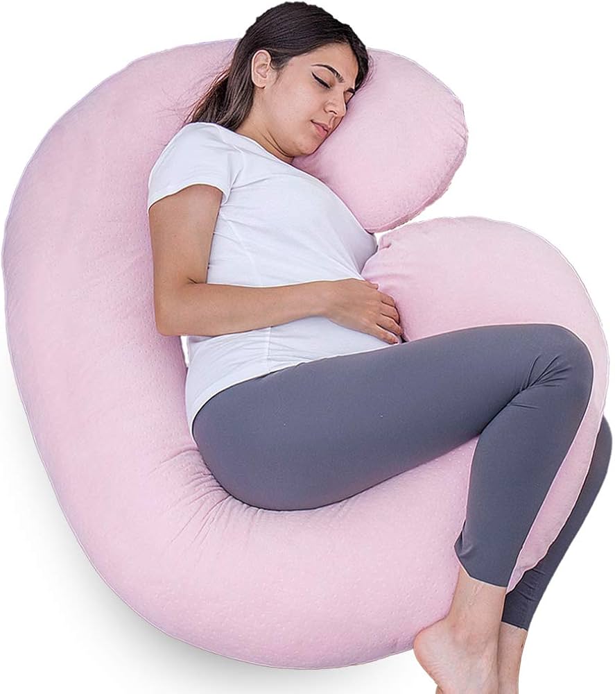 C-Shaped Pregnancy Pillow – Full Body Maternity Support Pillow with Removable outer Cotton Cover