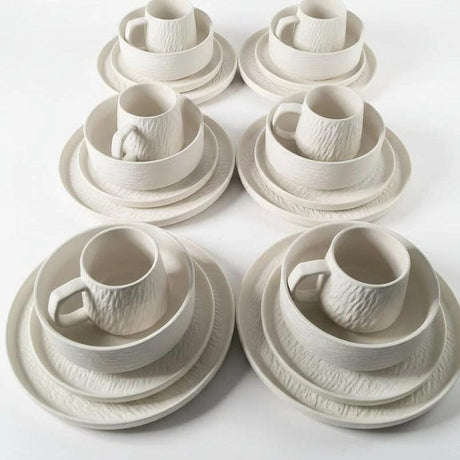 Black Ceramic 24pcs Dinner Set with Textured Modern Finish dinnerware Dinnerware Sets