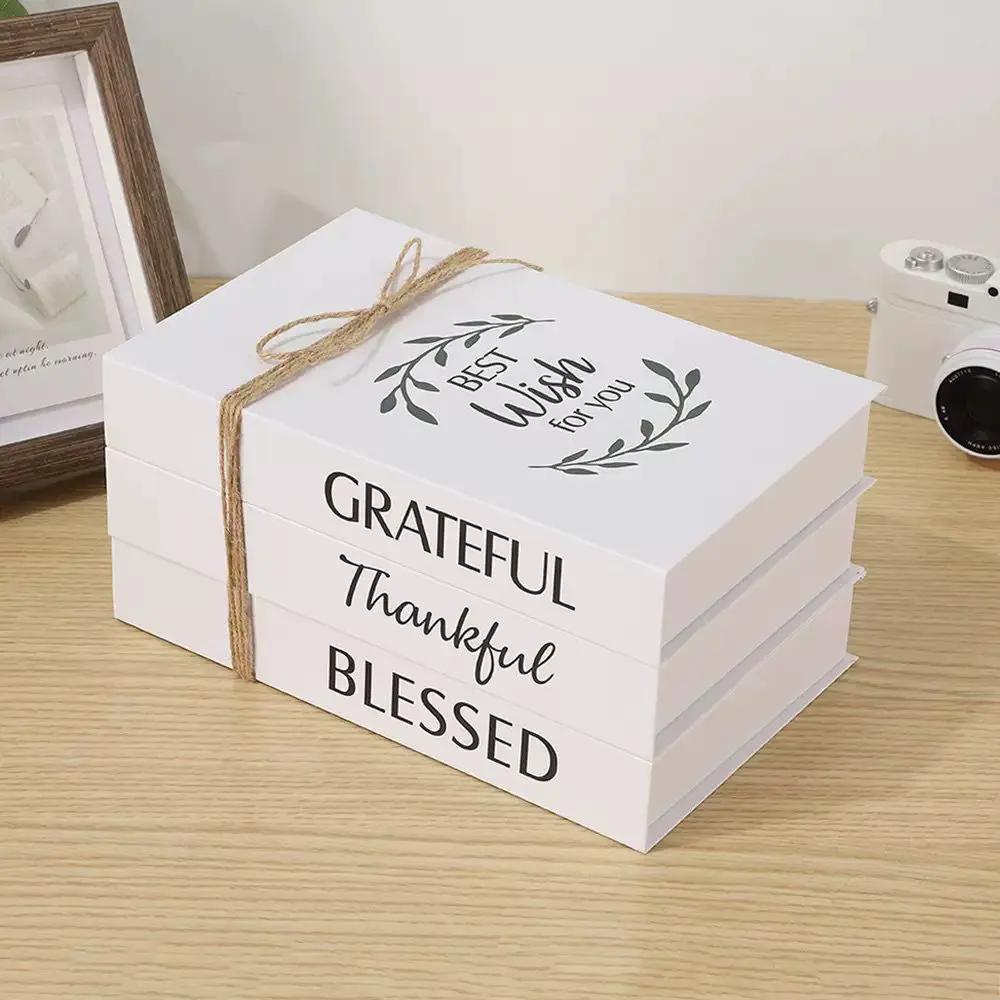 Faux Books Decor Set For Living Rooms Stacked Wooden Accent Home & Garden Decorative Plaques