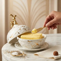 Marble Ceramic Round Butter Container Butter dish Butter Dishes