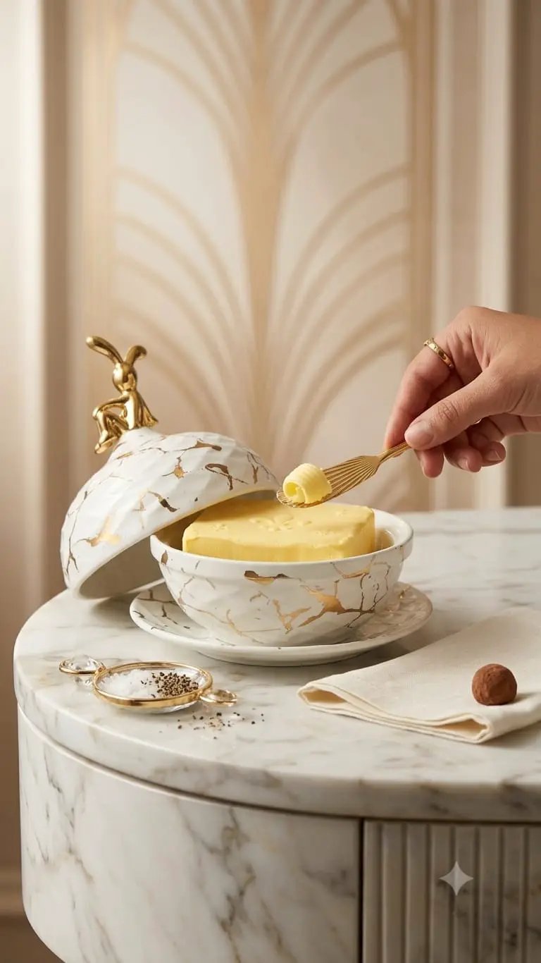 Marble Ceramic Round Butter Container Butter dish Butter Dishes