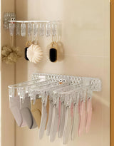 24 Clip Multifunction Wall Folding Cloth Hanger – Windproof Drying Rack for Socks & Baby Clothes