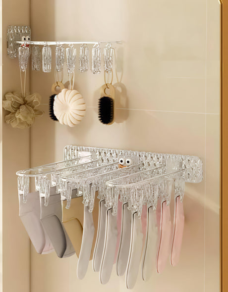 24 Clip Multifunction Wall Folding Cloth Hanger – Windproof Drying Rack for Socks & Baby Clothes
