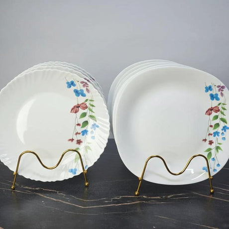 Flowered Dinner Plate Set – 6pcs Ceramic Floral Design Plates