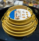 High Quality Multifunction Bamboo Trays with Gold Handles – Round Wooden Serving Trays