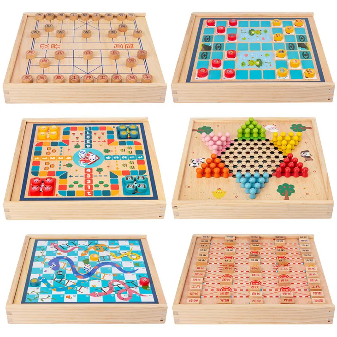 6in1 Wooden Board Game Set- Furaha Finds Kenya