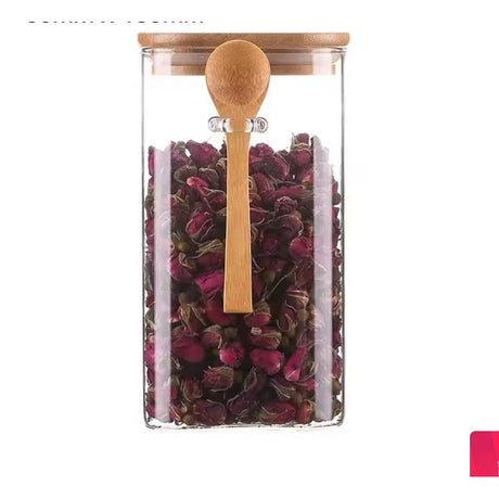 700ml Glass Jar with Bamboo Lid & Spoon Stylish Storage Solution- Furaha Finds Kenya