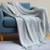 Knitted Throw Blanket with Tassels(130×230cm) Throw blanket Throw Blankets