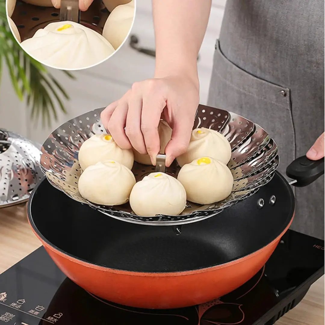 Stainless Steel Steamer Basket Expandable For Home Cooks Cookware Steamer Baskets
