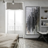 Furaha Finds Premium Quality 60x90cm Abstract Wall Art Black and white textured canvas painting with a wooden frame,perfect for minimalist home decor in living rooms,bedrooms,and offices.