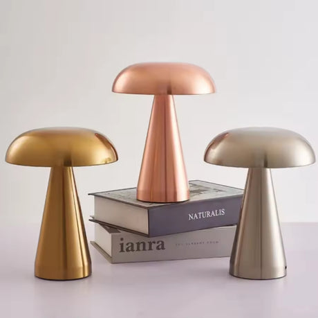 Retro Mushroom LED Night Light Rechargeable, Wireless & Portable Warm, Yellow, or Natural Light