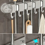 Non-Slip Wall Mounted Mop Holder with 4 Racks and 5 Hooks