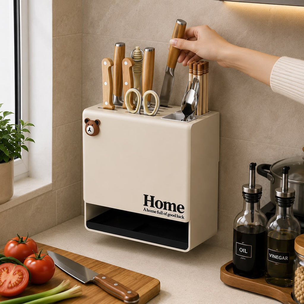 Wall-Mounted Knife Rack & Chopstick Holder Knife rack Kitchen Utensil Racks