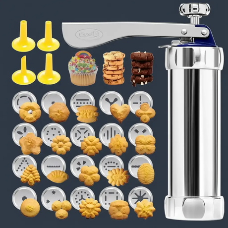 Stainless Steel Cookie Press & Biscuit Maker Set Kitchen & Dining Cookie Presses