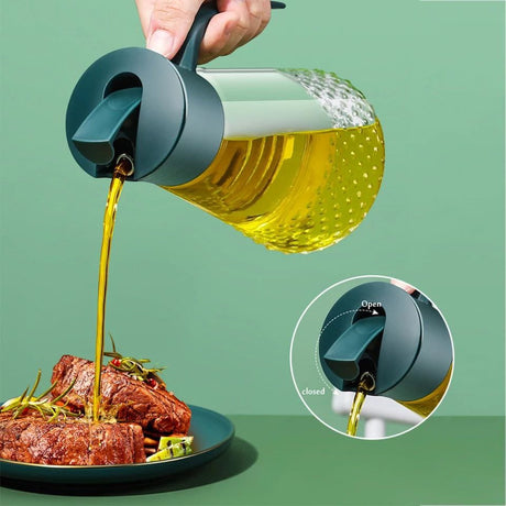 Automatic Oil & Vinegar Dispenser 630ml Lead Free Glass with PP Lid- Furaha Finds Kenya