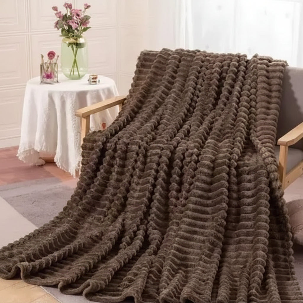 Ribbed Velvet Fleece Throw Blanket Throw blanket Throw Blankets