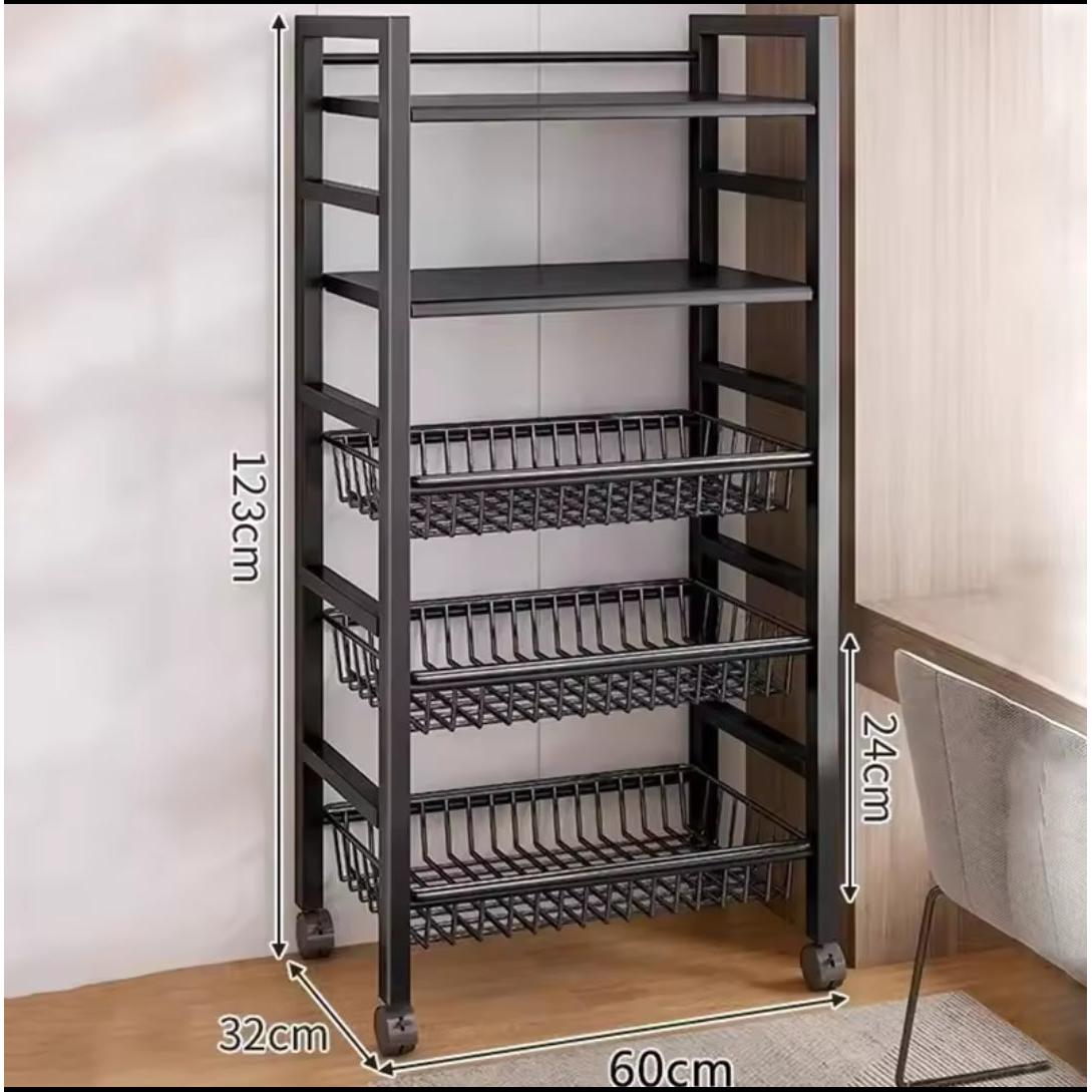 5 Layers Multifunctional Metallic Rack with Vegetable Compartments and Storage Shelves- Furaha Finds Kenya
