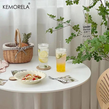 650ml Glass Tumbler with Straw Spill-Proof, Built-In Sealing Ring, for Hot & Cold Drinks.- Furaha Finds Kenya