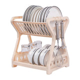 Minimalist 2-Layer Dish Rack with Side Hooks