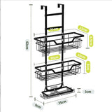 Drill-Free Over-Door Bathroom Shelf Organizer with Wall-Mounted Basket Racks